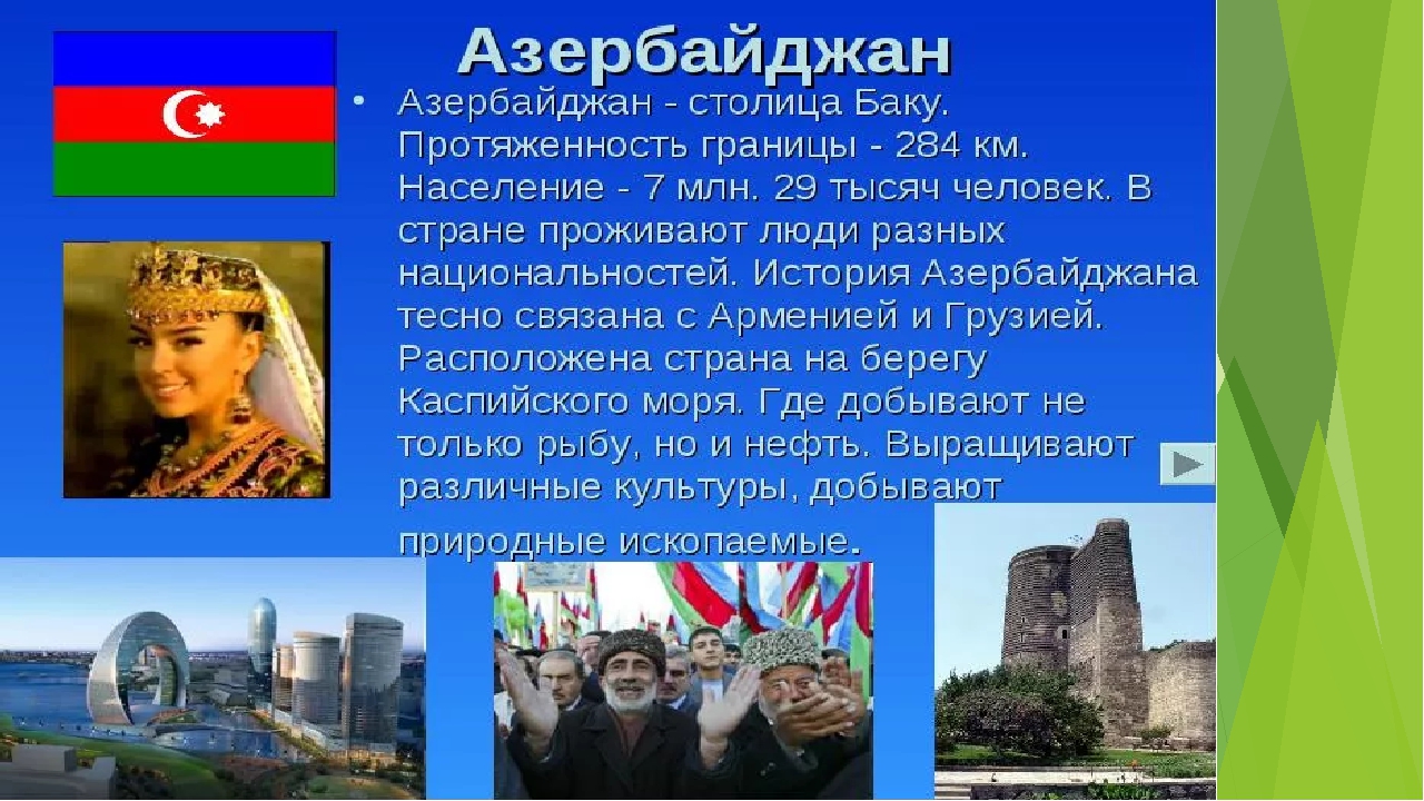 Краткий рассказ о странах. Доклад об одной из стран. Проект про Азербайджан. Тема страны. Сообщение об одной из стран наших ближайших соседей.