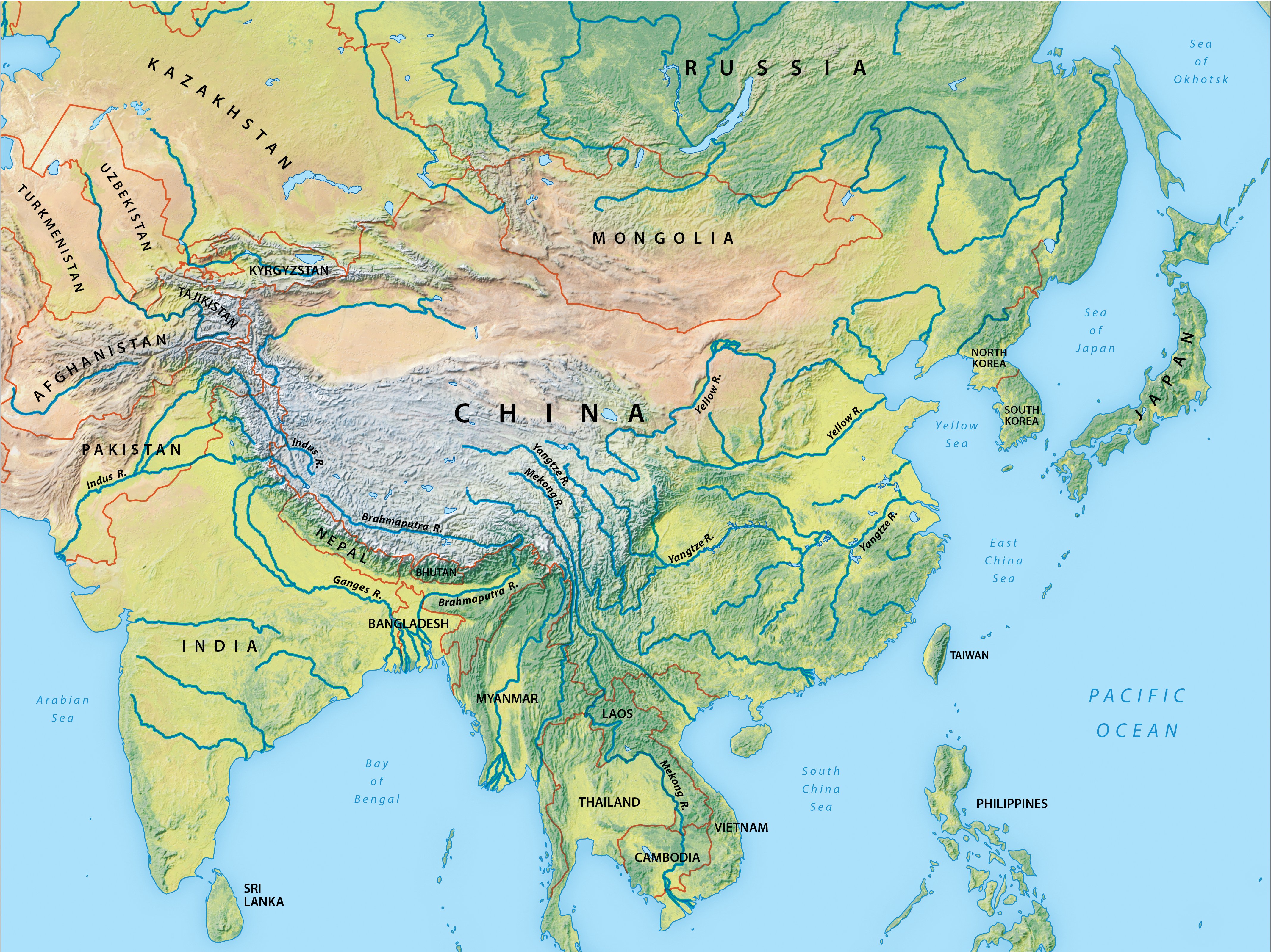 Назовите реки азии. Реки Азии на карте. Крупнейшие реки Азии на карте. Реки зарубежной Азии. Зарубежная Азия реки и озера на карте.