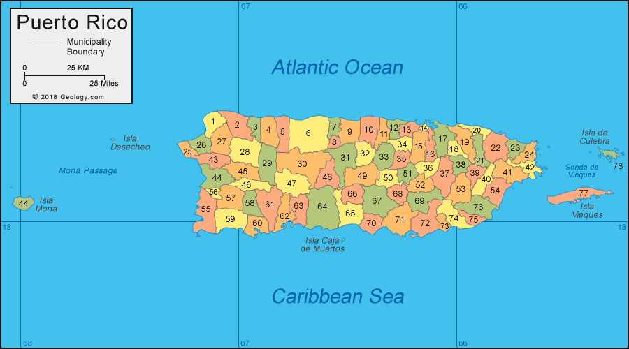 Puerto Rico municipalities map