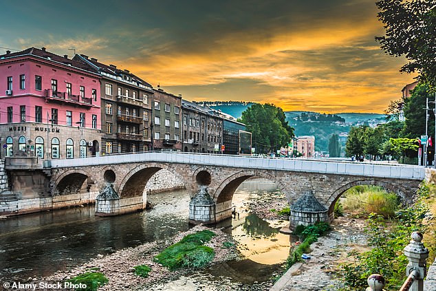 Sarajevo, pictured, Bosnia and Herzegovina’s capital, is now connected to the UK via the first direct flights in a decade