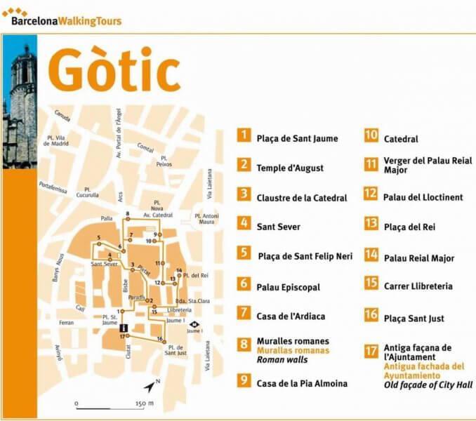 Карта Готического квартала в Барселоне