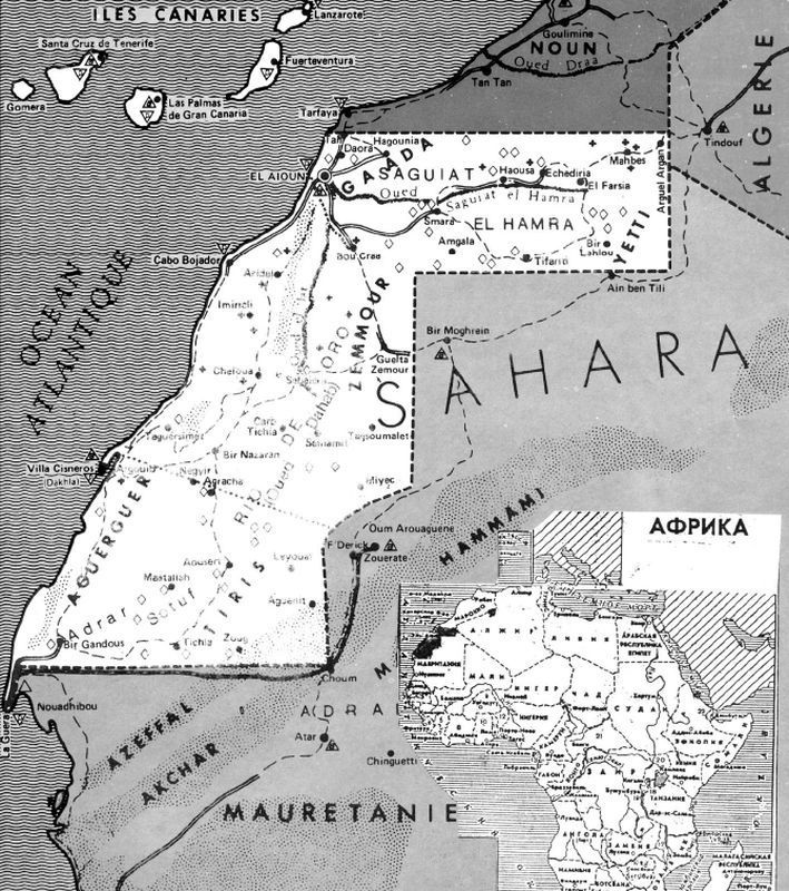​Карта Испанской Сахары на 1975 год - Западная Сахара: страна за Стеной 