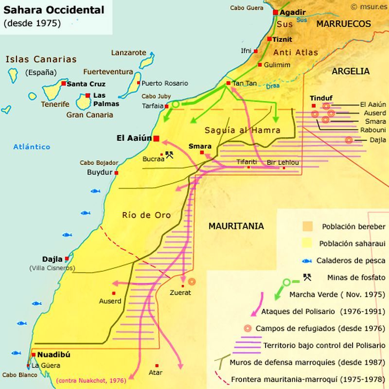 ​Карта боевых действий в Сахаре - Западная Сахара: страна за Стеной 
