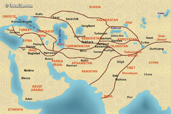 Карта Великого Шелкового пути. Карта Шелковый путь